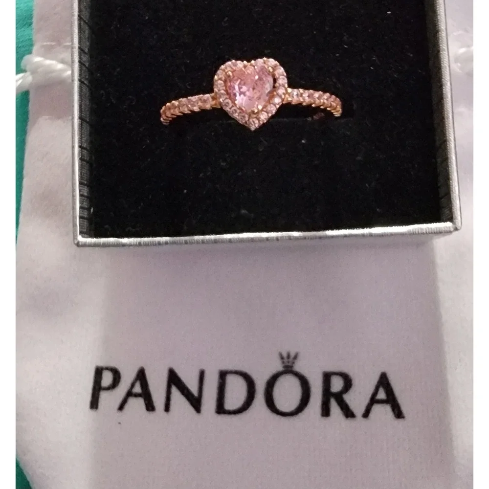 Pandora Sparkling Pink Heart Ring Rose Gold Plated Cubic‎ Zirconia 188421C04